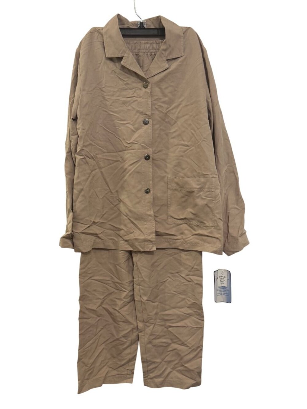 Chelsea Studio 2-Piece Beige Set Size 8 Lyocell Blend Button-Up Top & Pants